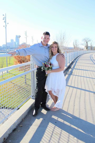 Daniel Brown with his wife on their wedding day 