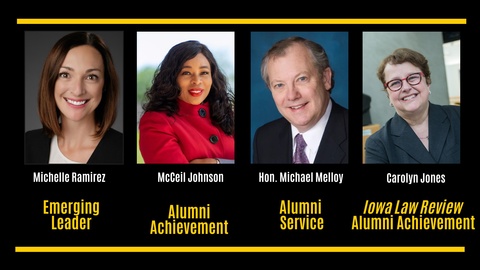 A graphic of all four alumni award winners form 2024